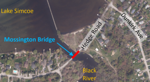 Map showing the location of the bridge