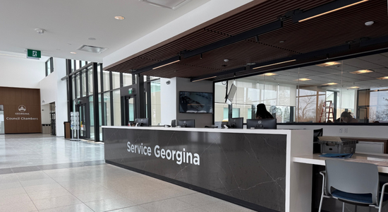 Counter with Service Georgina written across the front